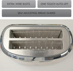 Kenmore Elite toaster 4-slice -wide slot countertop stainless steel Auto lift toasters, grill or toast bread bagel & buns, commercial easy tray clean function with compact pop up tostadora de pan