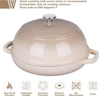 Enameled Cast Iron Dutch Oven Pot with Lid, Bread Oven for Sourdough Bread Baking, Dutch Ovens with Bread Proofing Basket& Baking Supplies Set, 6 Quart, Latte