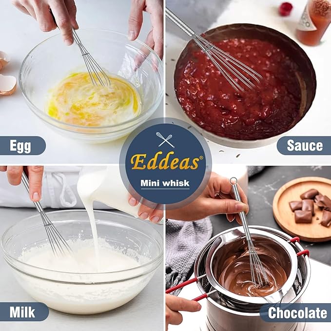 Silicone whisk, Non scratch coated whisk for cooking 7+9+11inch whisks and 3pcs 5+6+7inch 304 stainless steel small whisks, Suitable for Beating, Blending, great for cooking and baking.