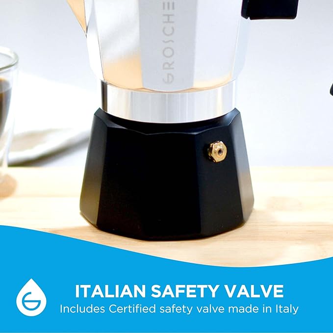 GROSCHE Milano Stovetop Espresso Maker Moka Pot Cuban Coffee Maker Stovetop Coffee Maker Moka Italian Espresso Greca Coffee Maker Brewer Percolator | 9 Espresso Cup, Tuxedo