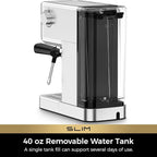 CHULUX Slim Espresso Machine with Milk Frother Steam Wand, 20 Bar Professional Italian Pump Espresso Coffee Machine for Home Cappuccino & Latte Maker, Silver