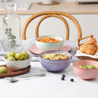 KitchenTour Dessert Bowls Set of 6, 12 OZ Ceramic Cereal Bowls for Kitchen, 4.7 Inch Small Bowls for Snack, Fruit, Ice Cream - Microwave & Dishwasher Safe, Assorted Warm Colors