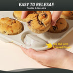 2 Pack 6 Cups Silicone Mini Muffin Pan with Metal Reinforced Frame Silicone Molds Cupcake Cake Baking Pans Cookie Baking Chocoflan Cupcake Mold Cake Molds Kitchen Baking Mom Gift Home Essentials