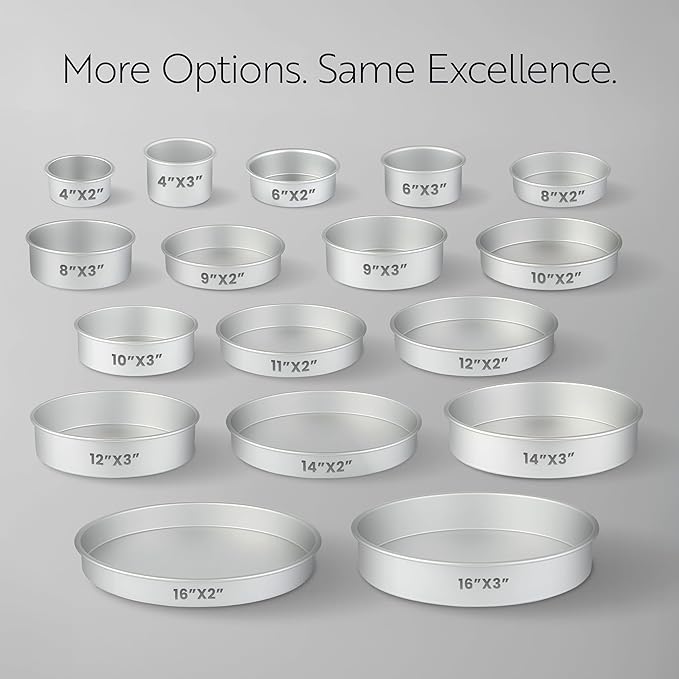 Restaurantware-Met Lux 12 x 3 Inch Straight-Sided Baking Tins, 12 Round Cake Pans - Oven-Ready, Freezable, Anodized Aluminum Round Baking Pans, Greaseproof, For Layer Birthday Cakes