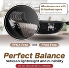 Diamond X Premium Non Stick Wok Pan with Lid - 11" Large Flat Bottom Chinese Wok - Woks & Stir-fry Pans Nonstick - Titanium-Coated 8-Layered Korean Engineered Skillet for Frying, Oil-Free, PFOA-Free