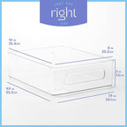 Plastic Food Storage 6 Pack Clear Container Bin with Handles for Organizing Kitchen, Pantry, Refrigerator, Freezer, Pantry, Cabinet, Closet, Bathroom. Stackable 10”x8”x3”