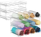 Lifewit Stackable Water Bottle Organizer for Cabinet, Plastic Bottle Holder Fits Bottles & Tumblers up to 3.8" Diameter, Pantry, Countertop & Fridge, 3 Tier Holds 12 Bottles, 2 Pack