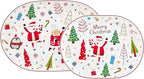 Bico Christmas Merry Crew Ceramic 16 inch plus 12 inch Ceramic Oval Platter, Set of 2, for Serving Turkey, Steak, Salad, Microwave & Dishwasher Safe