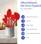 GIR: Get It Right 10-Piece Silicone Ultimate Kitchen Utensil Set – Spatulas, Ladle, Flip, Spoons, Whisk, Peeler & Spoonula – Nonstick, Non-Toxic, Heat-Resistant – Red