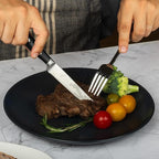 Alata 8-Piece Steak Knives Set with Block, 4.7 Inch with Serrated Edge Razor-Sharp Dinner Knives, Full-Tang Construction, Dishwasher Safe