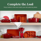 Larder & Vine 8-Piece Bakeware Set | Non-Stick Baking Set with Ceramic Finish | PFAS, PFOA, PTFE, and BPA Free Baking Essentials | Baking Sheets, Muffin Tins and Assorted Baking Pans | Cabernet