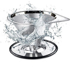 LHS Pour Over Coffee Dripper Stainless Steel Coffee Filter Metal Cone Filter Paperless Reusable Coffee Filter Single Cup Coffee Maker 1-2 Cup With Non-slip Cup Stand and Cleaning Brush