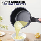 Nonstick Sauce Pan with Lid,1.5QT small pot, PFOA Free,Kitchen Pots Induction Pot,Black