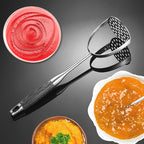 Potato Masher Stainless Steel, Heavy Duty Mashed Potatoe Masher,Professional Integrated Food Masher for Avocado, Potatoes, Beans, Meat, Vegetables (Black wooden handle Masher)