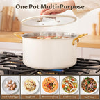 BEZIA Large Stainless Steel Stock Pot, 12 Quart Large Cooking Pot with Lid, Casserole with Lid, Even Heat Distribution, Induction Compatible Soup Pot, Ideal for Stews, Simmering & Soups