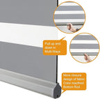 Persilux Zebra Blinds for Windows, Cordless Roller Blinds (34.5" W x 72" H, Grey) Light Filtering Sheer Window Treatments, Light Control for Day and Night, Room Darkening Roller Shades for Windows