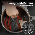 Hybrid Nonstick 3 QT Saucepan with Lid, Stainless Steel Honeycomb Pot with Two Pour Spouts,Compatible with All Cooktops,Dishwasher and Oven Safe