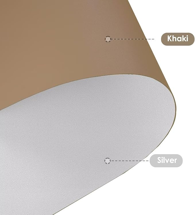 Leather Table Cover,1.8mm Thick,35.4x70.9 Inch Table Protector,Table Protector for Dining Room Table,Dining Table Cover,Table Cover Protector,Wood Table Protector(Khaki+Silvery,35.4x70.9)