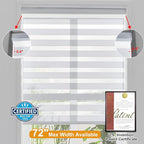 Persilux Cordless Zebra Blinds for Windows Free-Stop Roller Windows Shades (35" W X 64" H, White) Dual Layer Light Control for Day and Night, Light Filtering Sheer Shades for Home, Bedroom