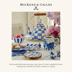 MACKENZIE-CHILDS Enamel Dinner Plate, Decorative Dinnerware Plate, 10 Inches, Set of 4, Blue-and-White Royal Check