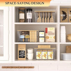 2 Set Pantry Organizers and Storage - Clear Stackable Bins with Bamboo Lid for Fruit, Onion, Potato, Vegetable - Trash Bag Holder Dispenser Under Sink Organizer for 4-13 Gal Bags