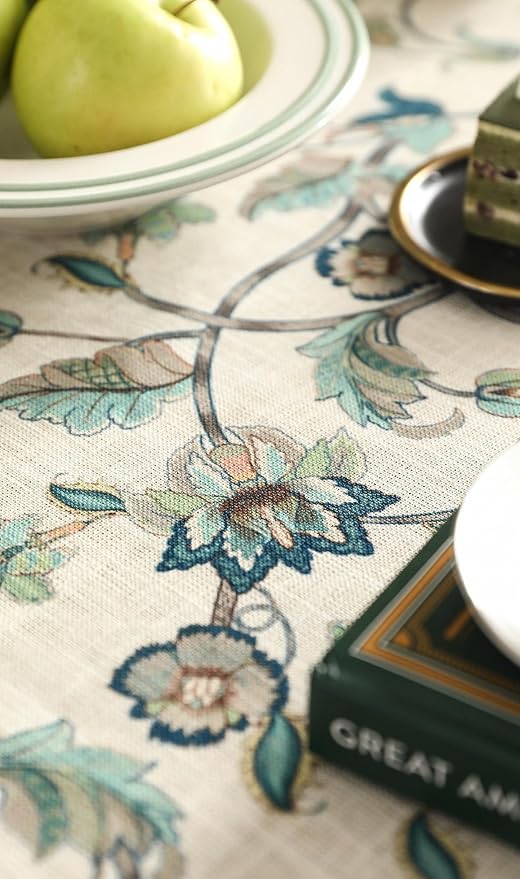 patdrea Designer Linen Table Cloth for Round Table,Durable Breathable Anti-Wrinkle Floral Tablecloth,Fall Decorative Cover for Kitchen Dining,Christmas,Thanksgiving,Party,Diameter 67"-Noah