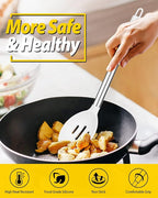 Pack of 2 Large Silicone Cooking Spoons,Non Stick Solid Basting Spoon,Heat-Resistant Kitchen Utensils for Mixing,Serving,Draining,Stirring (WHITE)