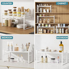 Expandable Cabinet Shelf Organizer Riser for Kitchen Pantry Cupboard Under Sink Countertop Home Storage Organization Rack Space Saver