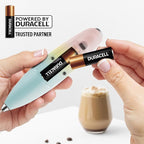 Zulay Kitchen Patented Tornado Triple Whisk Milk Frother with 4 Duracell Batteries – Handheld Foam Maker for Coffee, Lattes, Matcha & Hot Chocolate – Rich, Creamy Froth in Seconds