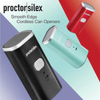 Proctor Silex Automatic Electric Can Opener, Hands Free Cordless Operation & USB Rechargeable, Self-Aligning, Cut Smooth Touch Lid Edges, Compact and Easy to Store, Red