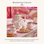 MACKENZIE-CHILDS Enamel Salad and Dessert Plate, Small Plate for Appetizers or Desserts, 8 Inches, Set of 4, Pink-and-White Rosy Check