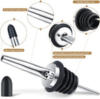 72 Pcs Stainless Steel Bottle Pourers Tapered Liquor Pourers with Rubber Dust Caps Tapered Spouts Set Bar Supplies Vinegar Bottle Dispenser Wine Liquor Spout for Oil Beer Drink Water
