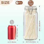 Clear Food Storage Jars 78oz Square, Airtight Glass Canister with Lids Set of 3, Kitchen & Pantry Organization Food Storage Container for Canning, Sugar, Flour, Candy, Cereal, Coffee