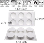 OCPO KITCHEN Cylinder Silicone Molds for Baking Mousse Cake, 3D Silicone Baking Mold for Candy Pastry Chocolate Truffle Cupcake Jelly Cookie Pudding Cake Decoration Mold, Flat Cylinder (6-Cavity)