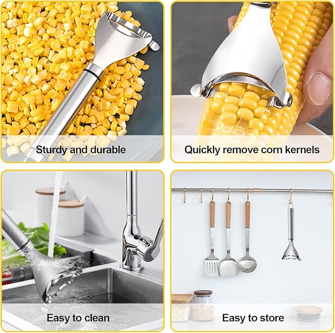 2 Pcs Corn Peeler, Corn Stripper Corn Cob Stripper Tool,Corn Stripper for Corn on the Cob Remover Tool，Corn Thresher with Ergonomic Handle，Kitchen Gadget