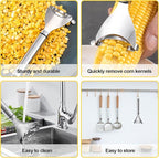 2 Pcs Corn Peeler, Corn Stripper Corn Cob Stripper Tool,Corn Stripper for Corn on the Cob Remover Tool，Corn Thresher with Ergonomic Handle，Kitchen Gadget