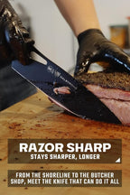 Dalstrong Chef Knife Professional - 8” - Night Shark Series - 7CR17MOV High Carbon Steel - Titanium Coated Blade - Water Outdoor & Fishing- Polypropylene Handle -w/Chef Knife Cover - NSF Certified