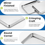 6 Pack Stainless Steel Baking Sheet Pans, 16" L × 12" W × 1" H Cookie Sheets for Toaster Oven, Rust-Resistant, Dishwasher Safe