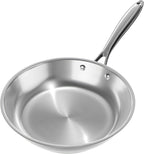 Verel Stainless Steel Frying Pan Set 3 Piece - 8 Inch, 10 Inch and 12 Inch Fry Skillet Stainless Steel Pan, Dishwasher and Oven Safe Cookware (12 Inch)