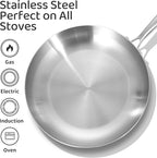 LOLYKITCH 12 Inch Tri-Ply Stainless Steel Frying Pan – Professional Skillet Fast & Even Heating, Induction & Oven Safe up to 500°F, Durable Cookware for Modern Home Kitchens, Detachable Handle