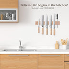 FINDKING Wood Magnetic Knife Strip, Magnet Utensil Holder for Wall, Refrigerator, Wooden Rack for Kitchen Knives, No Drill (Beige, 16 Inches, Without Knives)