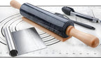 Marble Rolling Pin Set with Silicone Pastry Mat,Pastry Brush,Cooking Tongs,Stainless Steel Scraper18.5 inch Polished Non-Stick Roller for Pizza Dough,Fondant,Pie Crust(Gray Black)