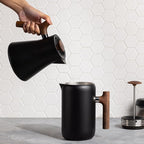 Fellow Corvo EKG Pro Studio Edition Electric Tea Kettle - Quick Heating, Precise Temperature Control, Scheduling, Built-in Brew Timer - Matte Black with Walnut Handle - 0.9 Liter