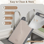 GUANCI Cutting Board for Kitchen Double Sided 304 Stainless Steel Chopping Board Food-Grade Stainless Steel and Wheat Straw PP Samll Size 14’’×9.6’’ Easy to Clean