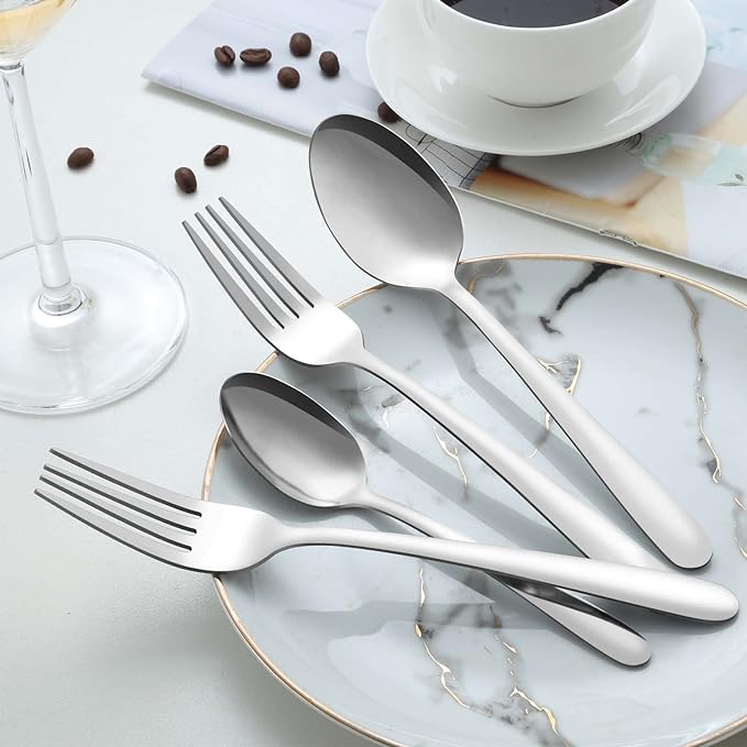 Pleafind 36-Pcs Dinner Spoons Set (7.4 inch), Spoons Silverware, Stainless Steel Spoon, Mirror Polished Tablespoon, Silverware Spoon for Home, Kitchen, Restaurant, Dishwasher Safe