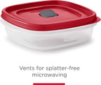 Rubbermaid 16-Piece BPA-Free Plastic Food Storage Set, Red Vented Lids - Microwave, Dishwasher Safe: Perfect for Meal Prep, Leftovers, and Kitchen Organization