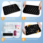 WIBIMEN Ice Cube Tray with Lid and Bin - Round Ice Trays for Freezer with Lid - Ice Cube Trays for Freezer with Ice Container (1"-2PACK Black)