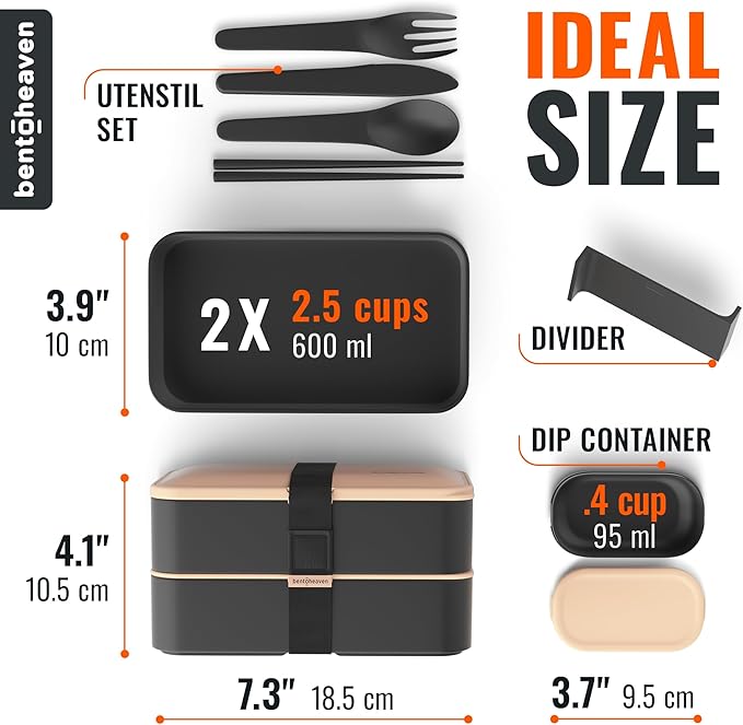 Bentoheaven Premium Bento Box Adult Lunch Box with Compartments for Women & Men, Set of Utensil & Chopsticks & Dip Container, Cute Japanese Kids Bento Lunch Box, Microwavable (Bingo Flamingo)