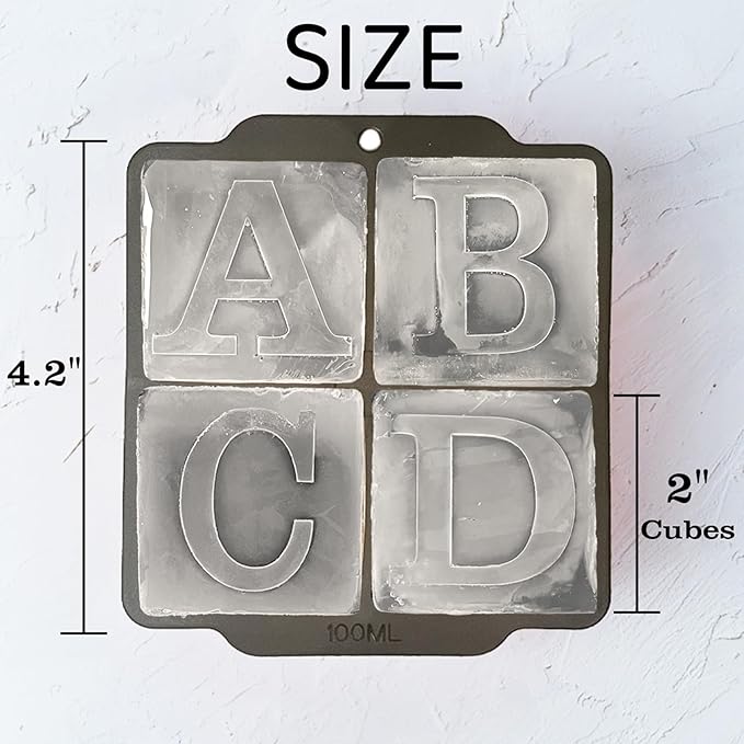 Letter M Monogram Ice Cube Mold Custom Ice Cube Mold 2 Inch Big Initials Silicone Ice Cube Tray Gifts for DAD Gifts for Him