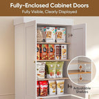 70.8" Tall Farmhouse Kitchen Pantry Cabinet with Doors, Modular Storage Cabinet with 4-Tier Adjustable Shelves, White, Wooden Hutch for Kitchen, Living Room, Set of 2